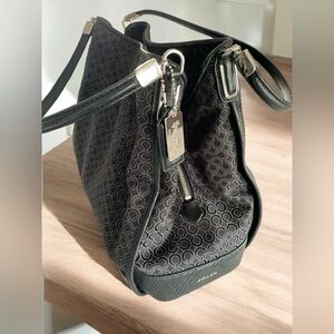COACH OP Art Needlepoint Madison Phoebe Shoulder Tote Silver/Black